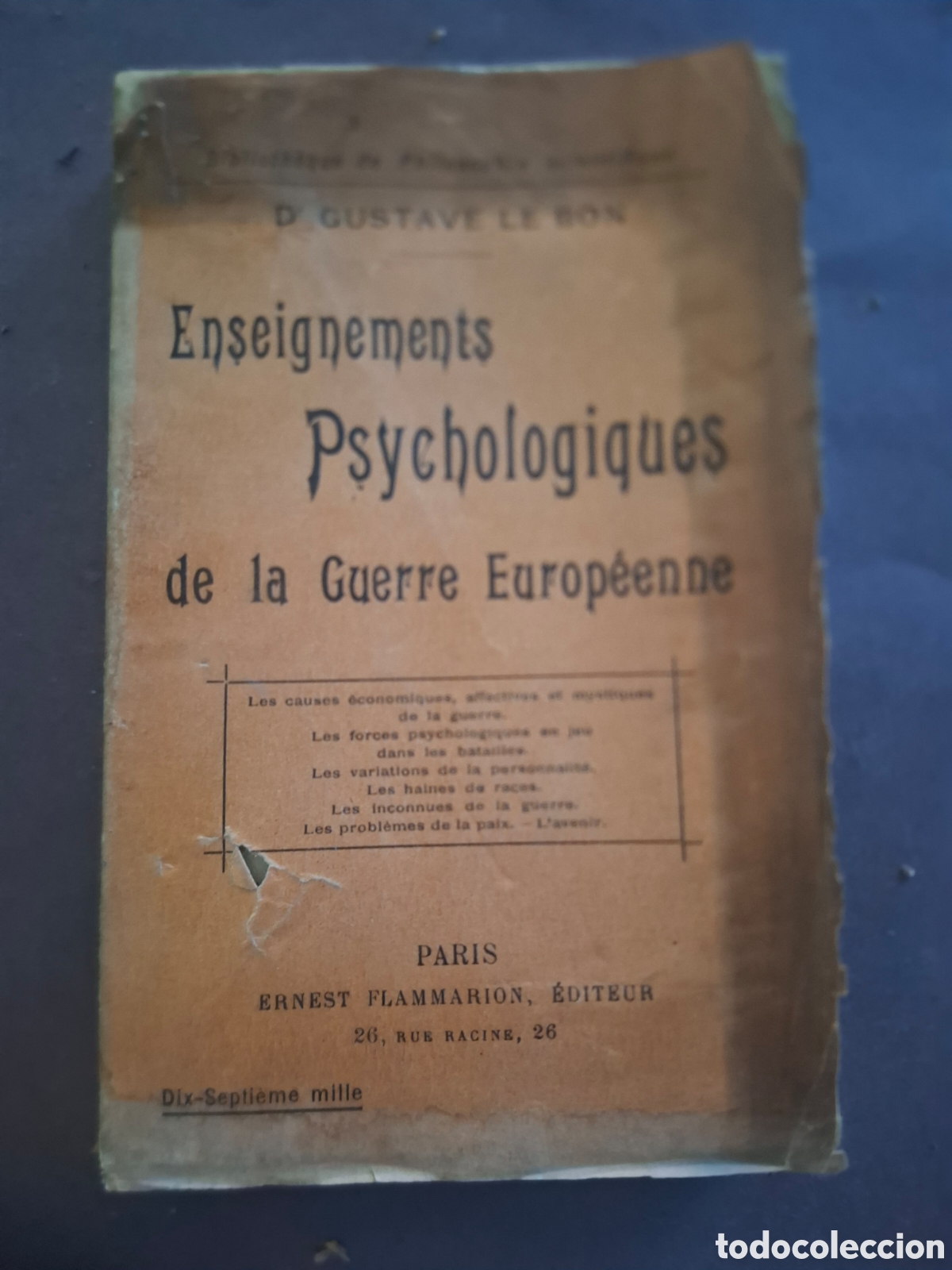 Libros antiguos: Enseignements psychologiques de la Guerre Europeenne - 1916