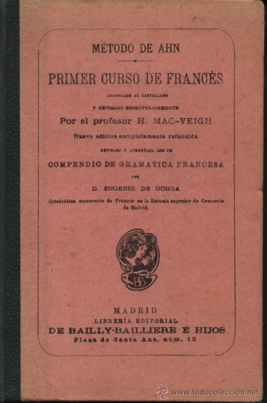 Libros antiguos: METODO DE AHN / PRIMER CURSO DE FRANCES - Foto 1