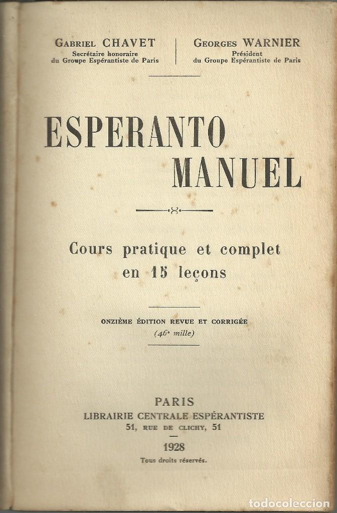 Libros antiguos: Curso de Esperanto, Par&iacute;s 1928 - Foto 3