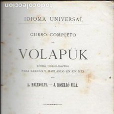 Libros antiguos: CURSO COMPLETO DE VOLAPÜK / A. MALEVOLTI, J. ROSELLÓ VILÀ. BCN, 1886. 19X13CM. 87 P.