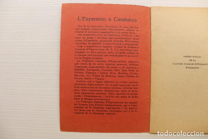 Libros antiguos: ESPERANTO, PRIMER MANUAL, EN CATAL&Agrave;, 1930 - Foto 2