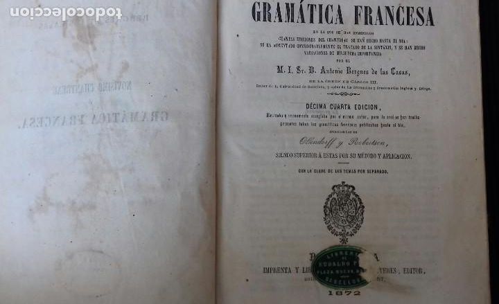 Libros antiguos: 1872. NOVISIMO CHANTREAU O GRAMATICA FRANCESA. - Foto 1