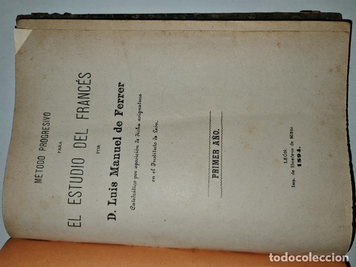 Libros antiguos: El estudio del Frances Luis Manuel de Ferrer 1894 Leon - Foto 1