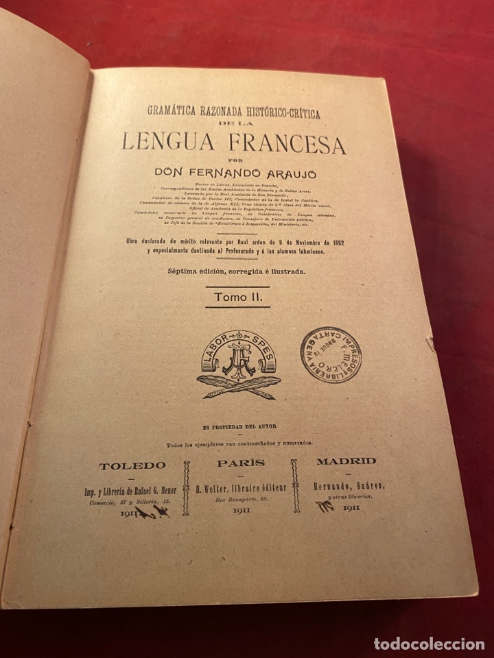 Libros antiguos: GRAM&Aacute;TICA LENGUA FRANCESA 1911 - Foto 2