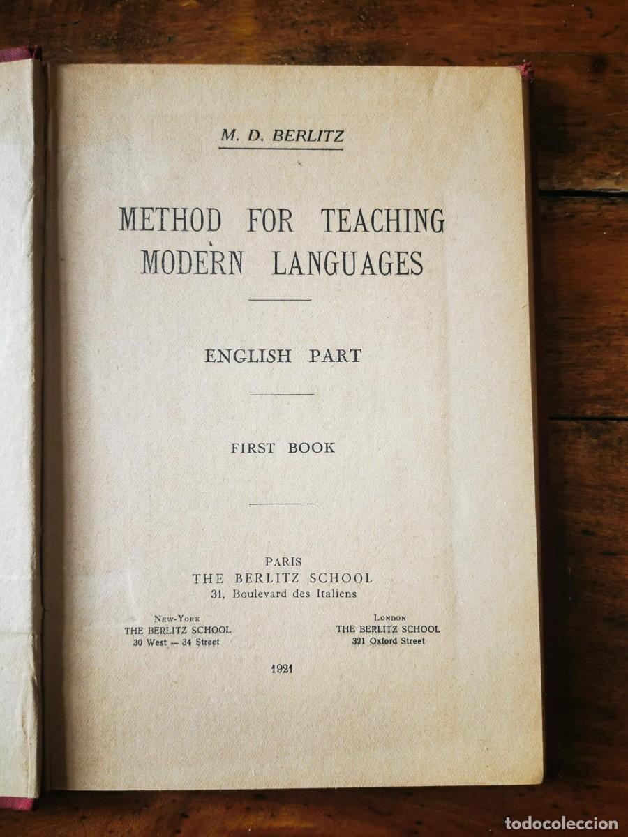 Libros antiguos: BERLITZ, M.D. Method for teaching modern languages: English part. First book - Foto 2