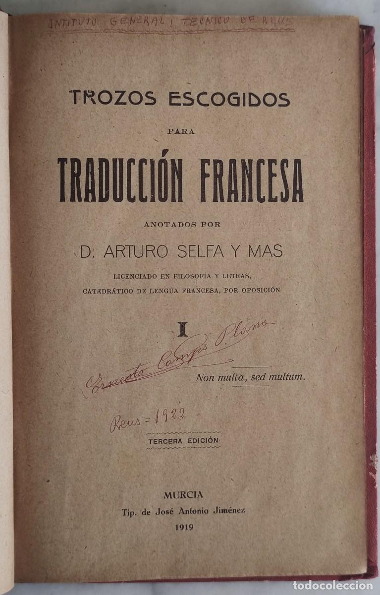 Libros antiguos: TROZOS ESCOGIDOS PARA TRADUCCION FRANCESA - Foto 1