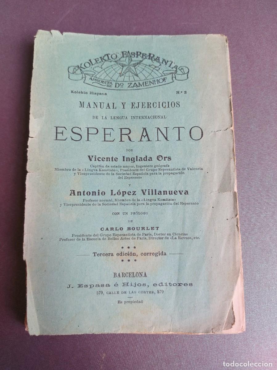 Libros antiguos: Manual y ejercicios de esperanto - Vicente Inglada - - Foto 1