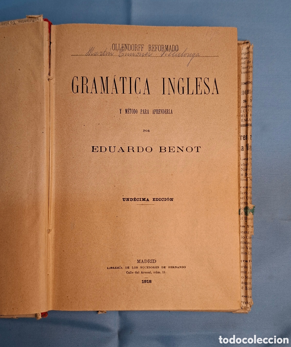 Libros antiguos: Gram&aacute;tica Inglesa (1918)