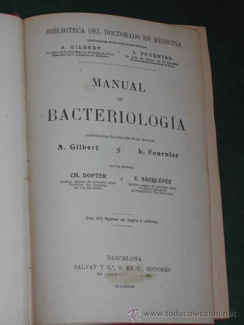Libros antiguos: MANUAL DE BACTERIOLOG&Iacute;A de Ch.Dopter y E.Sacqu&eacute;p&eacute;e - Foto 4