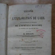 Libros antiguos: LEÇONS SUR L'EXPLORATION DE L'OEIL ET EN PARTICULIER SUR LES APLICATIONS DE L'OPHTALMOSCOPE,.... Lote 21530335