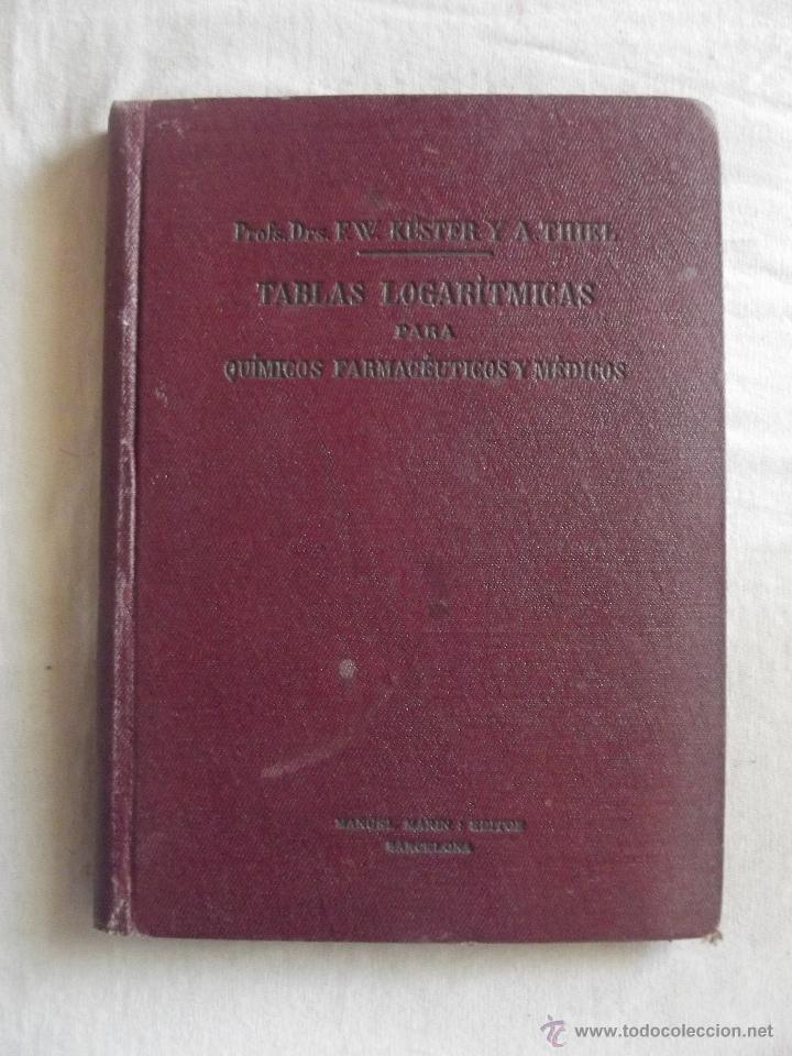 Libros antiguos: TABLAS LOGARITMICAS PARA QUIMICOS , FARMACEUTICOS , MEDICOS  FISICOS POR F.W. KUSTER