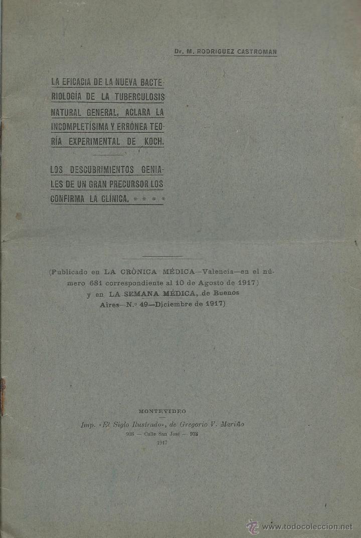 Libros antiguos: LIBRO DE 19 PAGINAS  SOBRE , TRATADO DE LA TUBERCULOSIS DE 1917 Y DEDICATORIA . DR. CODINA CASTELLVI