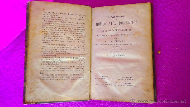 Livres anciens: NUEVO MANUAL DE HOMEOPATIA DOMESTICA, DRS, E. C. CHEMPMELL, JUAN SANLLEBY 1850