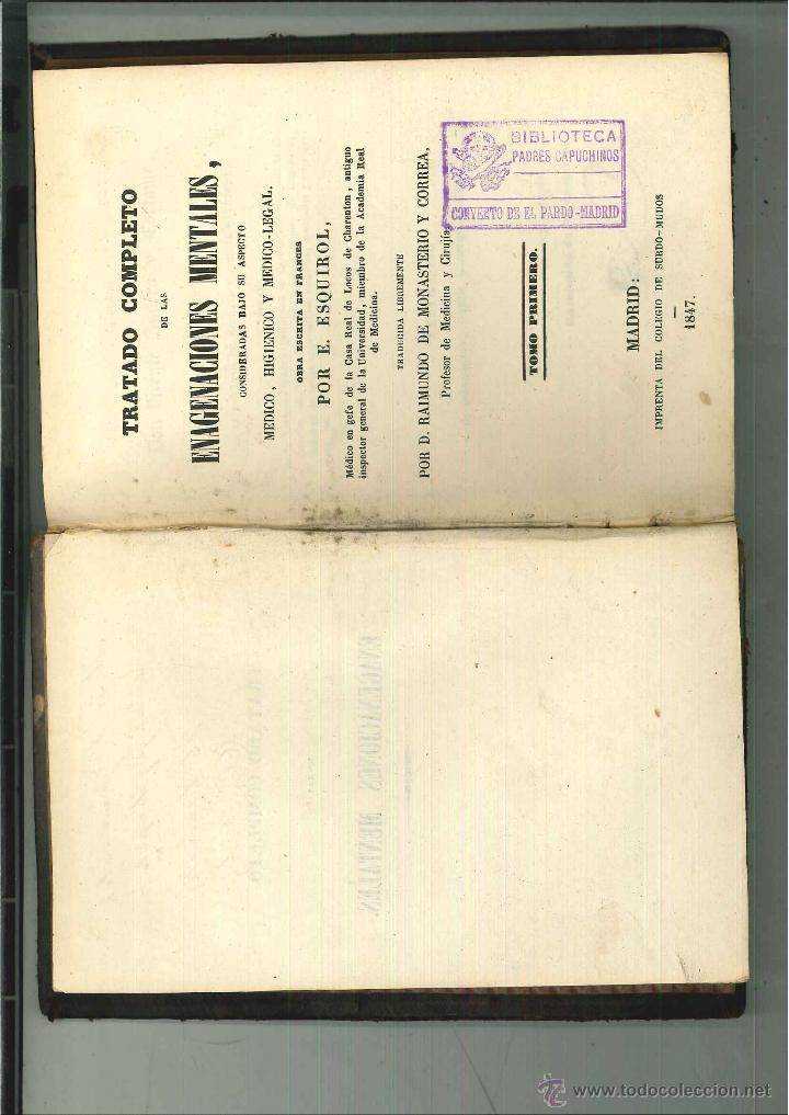 Libri antichi: TRATADO COMPLETO DE ENAGENACIONES MENTALES. E. ESQUIROL
