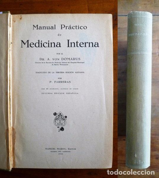 Libros antiguos: DOMARUS, A. von. Manual pr&aacute;ctico de Medicina Interna - Foto 1