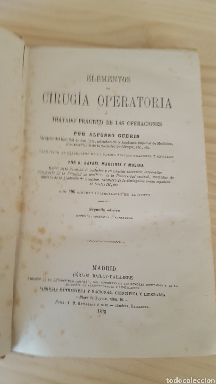 Libros antiguos: Elementos de cirug&iacute;a operatoria. O Tratado pr&aacute;ctico de las operaciones. - Foto 3
