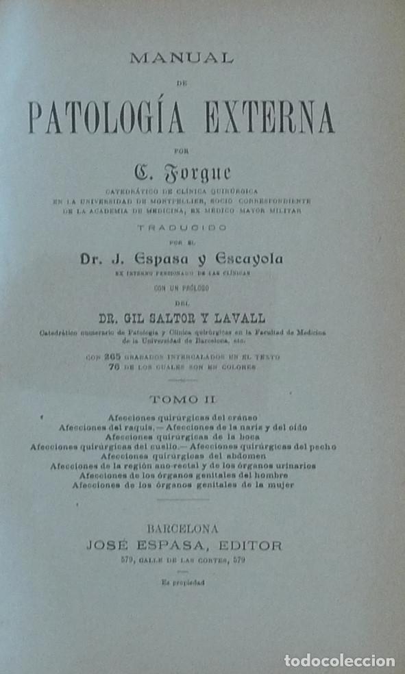 Libros antiguos: MANUAL DE PATOLOG&Iacute;A EXTERNA - E. FORGUE - Foto 2