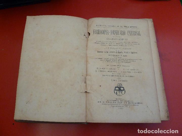 Libros antiguos: FARMACOPEA Y FORMULARIO UNIVERSAL - TOMO 1 - Foto 10