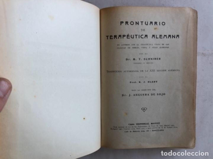 Libros antiguos: PRONTUARIO DE TERAPÉUTICA ALEMANA POR EL DR. M. T. SCHNIRER. EDITORIAL MAUCCI. - Foto 3 - 126096339