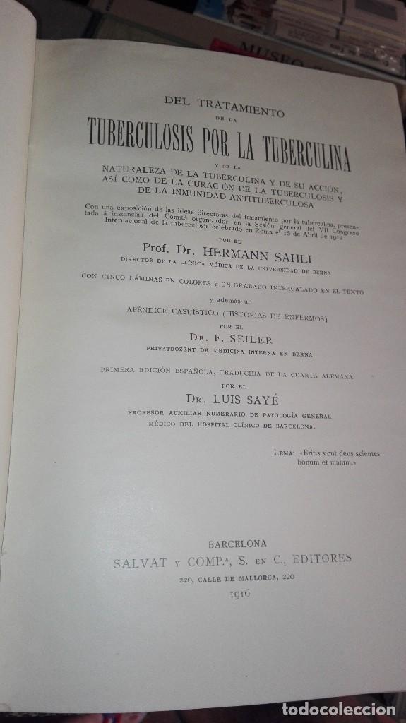 DEL TRATAMIENTO DE LA TUBERCULOSIS POR LA TUBERCOLINA BARCELONA 1916 (Libros Antiguos, Raros y Curiosos - Ciencias, Manuales y Oficios - Medicina, Farmacia y Salud)