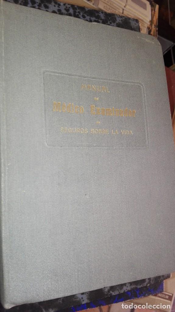 Libros antiguos: MANUAL DEL MEDICO EXAMINADOR DE SEGUROS SOBRE LA VIDA - Girola Dr. D. PERFECTO - Foto 2 - 126432027