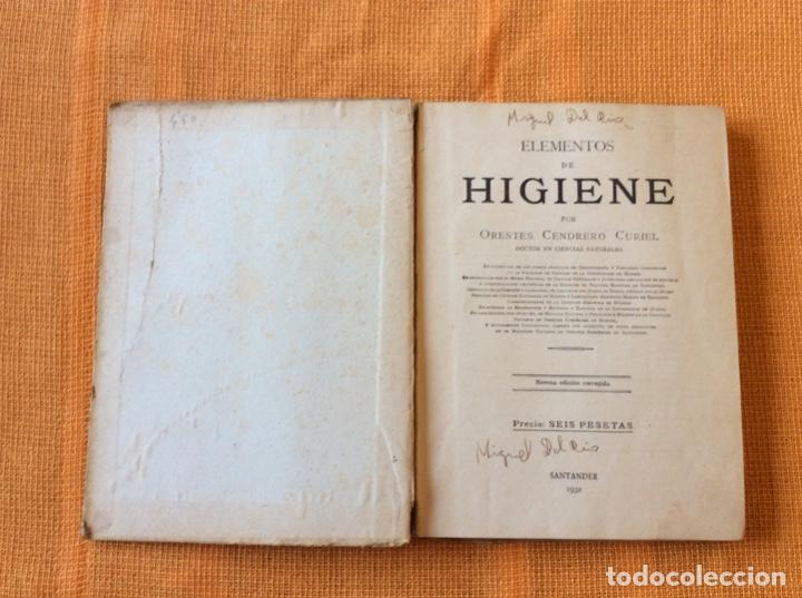 Libros antiguos: Elementos de higiene.Orestes Cendrero - Foto 2