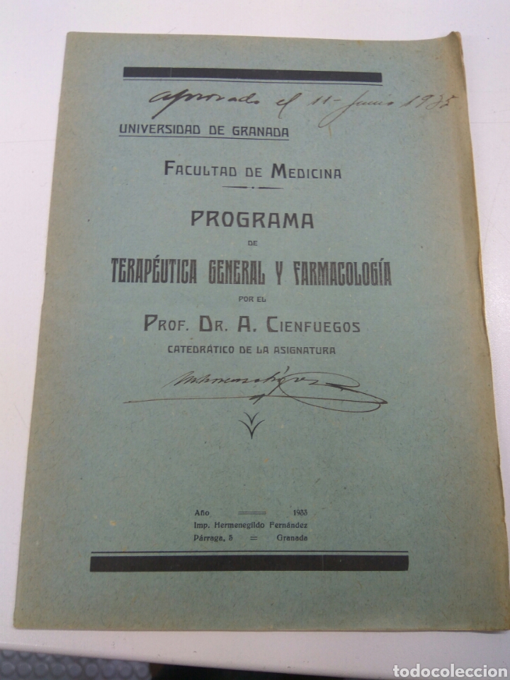 Libros antiguos: PROGRAMA FACULTAD MEDICINA GRANADA A&Ntilde;O 1933 - Foto 1