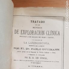 Libros antiguos: TRATADO EXPLORACION CLÍNICA DEL PECHO Y VIENTRE. GUTTMANN. 1876. INTUBACION ANESTESIA LARINGOSCOPIA.