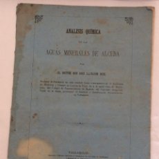 Libros antiguos: ANÁLISIS QUÍMICO DE LAS AGUAS MINERALES DE ALCEDA / POR EL DR. JOSÉ SALVADOR RUIZ. 1862. Lote 190548673