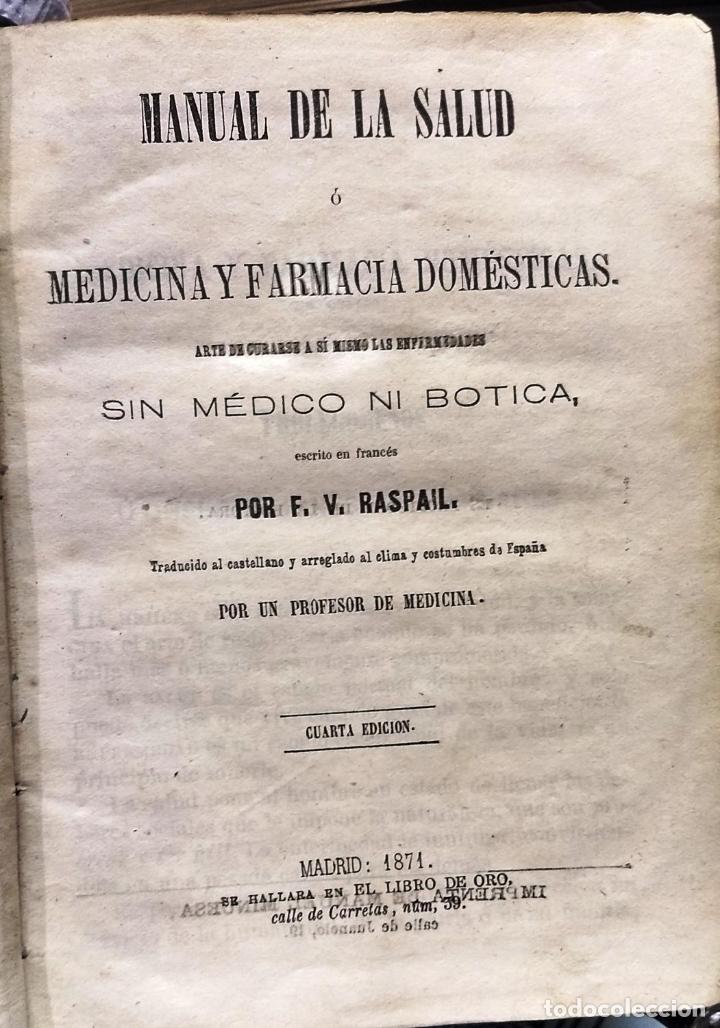 manual de la salud o medicina y farmacia domést - Comprar Libros antiguos  de medicina, farmacia y salud en todocoleccion - 193544412