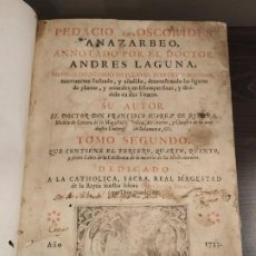 Libros antiguos: ANDRÉS DE LAGUNA - PEDACIO DIOSCORIDES ANAZARBEO - TOMO II AÑO 1733 . Lote 199640231