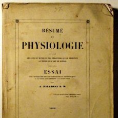 Libros antiguos: PICCIONI D.M., A. - RÉSUMÉ DE PHYSIOLOGIE - BASTIA 1853 - 1ª EDICIÓN. Lote 207088718
