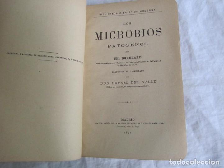 Libros antiguos: Microbios pat&oacute;genos, CH. Bouchard, 1893 - Foto 6