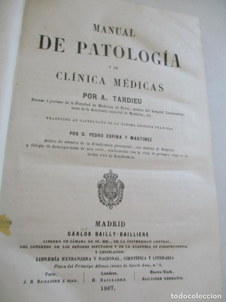 Antiquarische B&uuml;cher: MANUAL DE PATOLOG&Iacute;A Y DE CL&Iacute;NICA M&Eacute;DICAS, A. TARDIEU, 1867, CARLOS BAILLY.BAILLIERE-MADRID