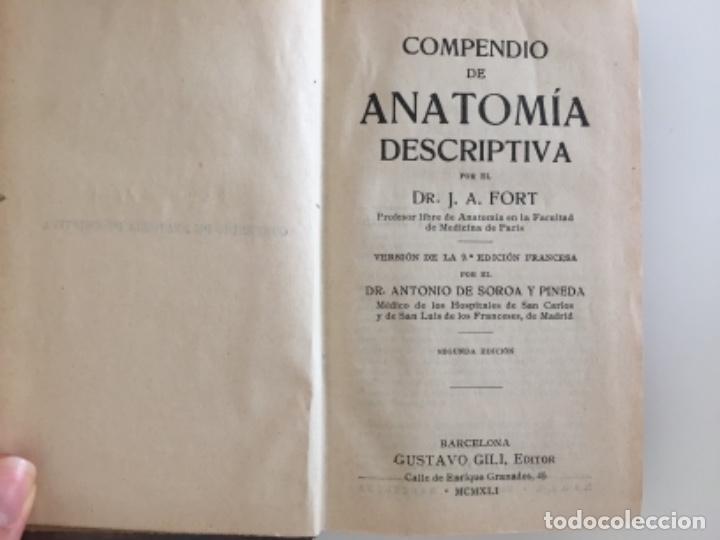 Libros antiguos: Compendio de anatom&iacute;a descriptiva. Dr. J. A. Fort - Foto 2