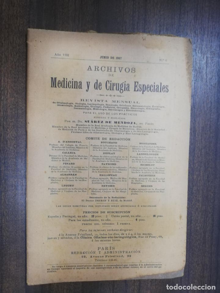 Antiquarische B&uuml;cher: ARCHIVOS DE MEDICINA Y DE CIRUGIA ESPECIALES. DR. SUAREZ DE MENDOZA. N&ordm; 6. 1907.