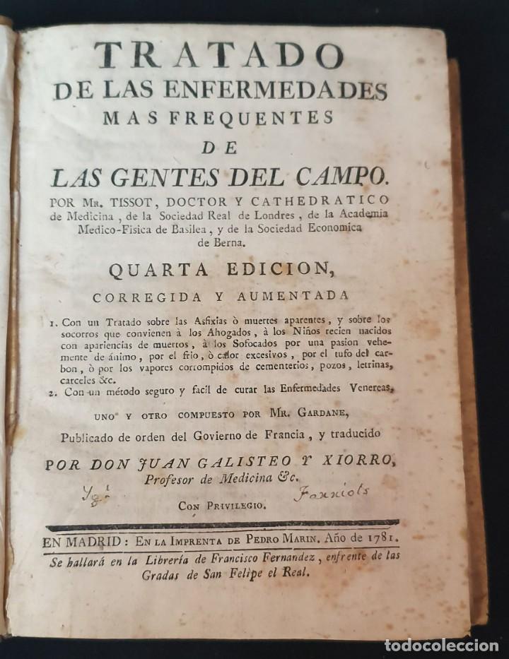 Libros antiguos: TRATADO DE LAS ENFERMEDADES DE LAS GENTES DEL CAMPO - 1781- DR TISSOT