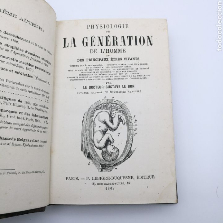 Livros antigos: RARO EJEMPLAR Psysiologie gen&eacute;ration de l'home 1868