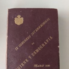 Libros antiguos: IX CONGRESO INTERNACIONAL DE HIGIENE Y DEMOGRAFIA GUIA OFICIAL - MADRID 1898 - FOTOS PUBLICIDAD INFO. Lote 240249315