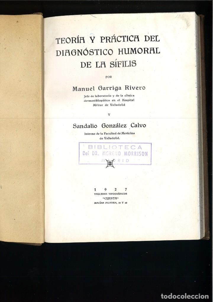 Antiquarische B&uuml;cher: TEOR&Iacute;A Y PR&Aacute;CTICA DEL DIAGN&Oacute;STICO HUMORAL DE LA S&Iacute;FILIS. Manuel Garriga Rivero