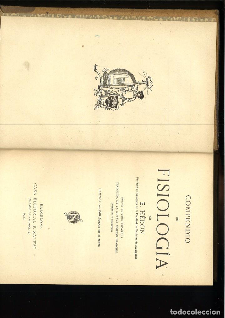 Libros antiguos: COMPENDIO DE FISIOLOG&Iacute;A. E. H&eacute;don - Foto 1