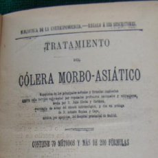 Libros antiguos: TRATAMIENTO DEL COLERA MORBO. DR. JULIO ULECIA CARDONA. 1885 RARO.. Lote 266115783