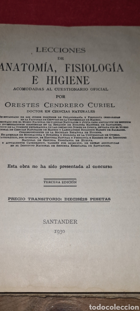 Libros antiguos: Lecciones de Anatomia, Fisioligia e Higiene. Orestes Cendrero. 1930 - Foto 7 - 267763779