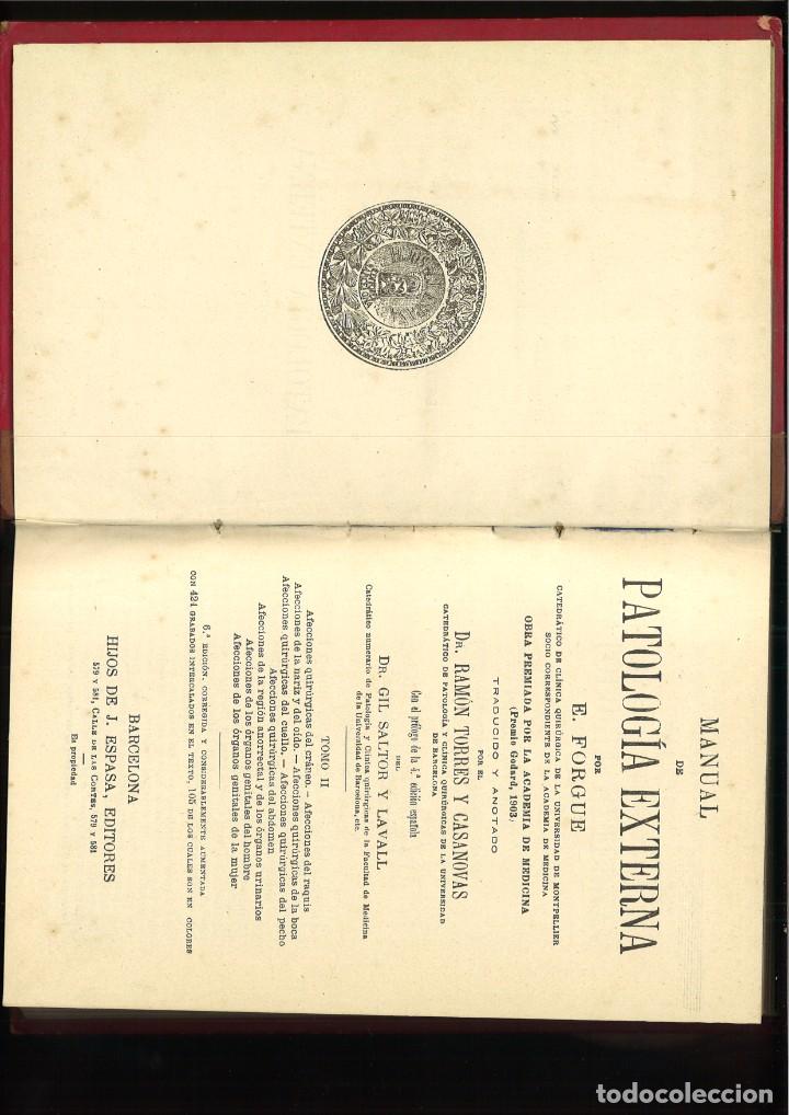 Libros antiguos: MANUAL DE PATOLOG&Iacute;A EXTERNA. E. Forgue - Foto 2