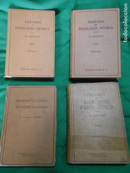 Libros antiguos: LOTE 4 LIBROS PATOLOGIA MEDICA,ANATOMIA,DERMATOLOLOGIA,VENEREOLOGIA TH.BRUGSCH A&Ntilde;OS 30