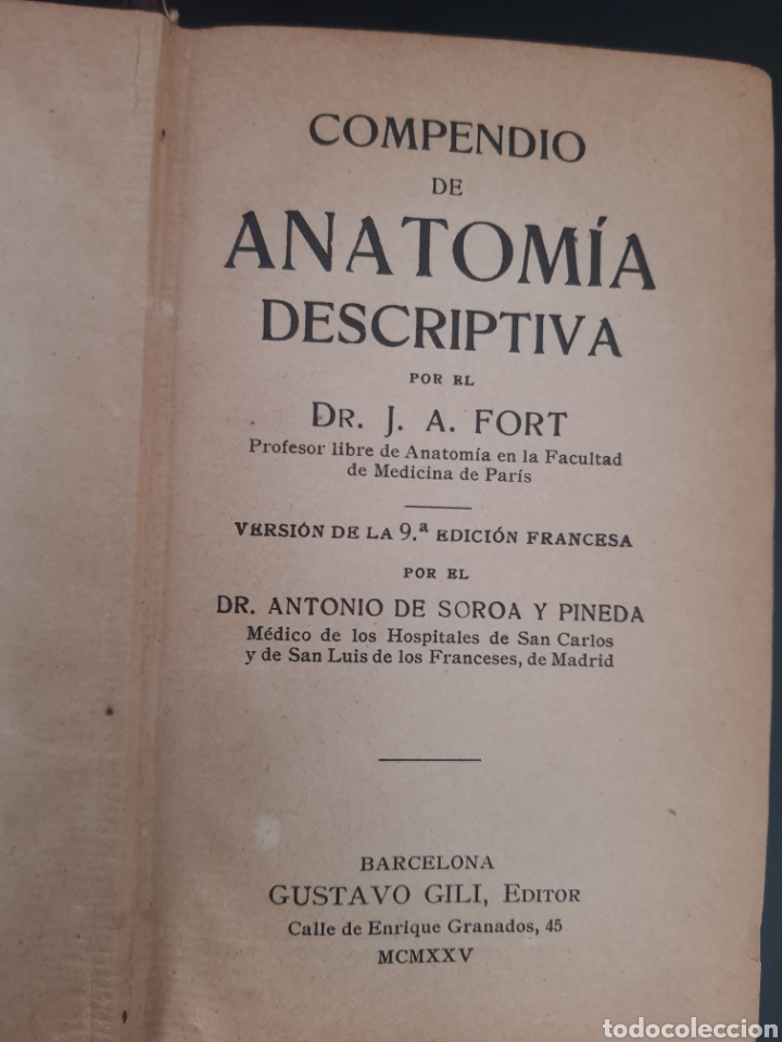 Libros antiguos: ANATOMIA DESCRIPTIVA. J.A. FORT - Foto 2