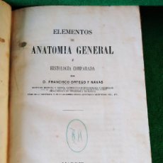 Libros antiguos: ELEMENTOS DE ANATOMIA GENERAL HISTOLOGIA COMPARADA. ORTEGO Y NAVAS. 1864 MADRID. Lote 306226373