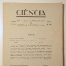 Libros antiguos: CIÈNCIA. REVISTA CATALANA DE CIÈNCIA I TECNOLOGIA Nº 23, ANY III - BARCELONA 1928 - IL·LUSTRAT. Lote 345049628