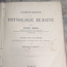 Libros antiguos: COMPENDIUM DE PHYSIOLOGIE HUMAINE. JULIUS BUDGE. PARIS. 1874 G. MASSON, ÉDITEUR. PROFESSEUR D'ANATO