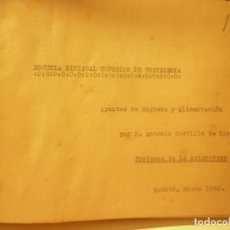 Libros antiguos: APUNTES DE HIGIENE Y ALIMENTACIÓN (D.ANTONIO CASTILLO DE LUCAS) 1960
